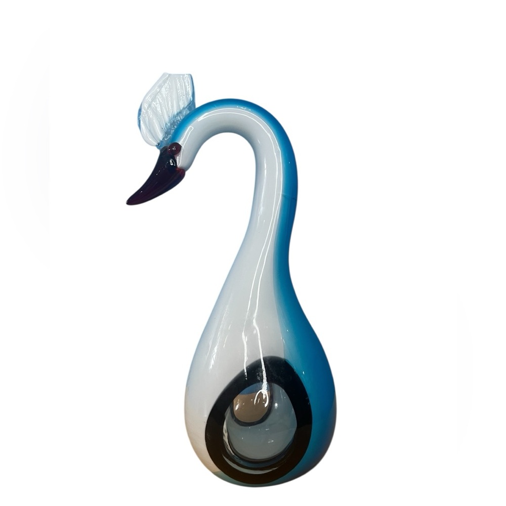 Murano style glass swan duck goose bird vintage blown glass